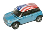Model Power 19133 Mini Cooper Blue/American Flag Roof