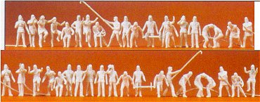 Preiser 79005 Firemen.40 unpainted miniature figures With accessories Kit.