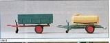 Preiser 17917 Single-axle trailer with loading platform tipper and single-axle trailer with barrel