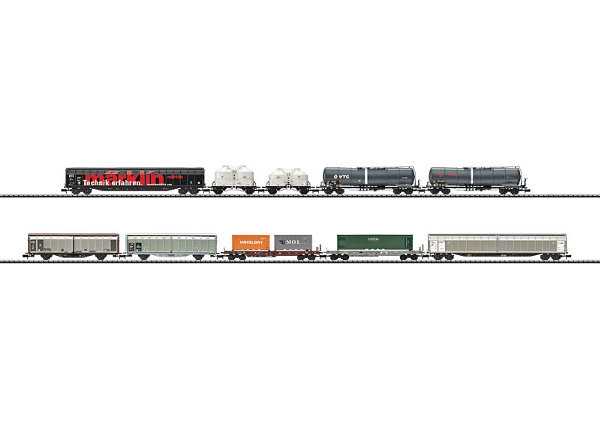 MiniTrix 15074 Modern Railroading Set with 10 Freight Cars